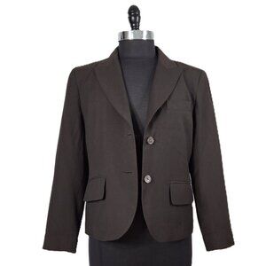 Michael Kors Womans Business Career Suit Blazer Jacket Sz 12 Matte Brown Fitted